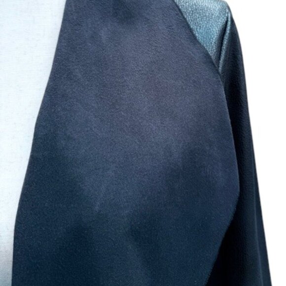 ME Made in France Mix Fabric Faux Suede/Leather Open Front Cardigan T3/US L NWOT - Picture 5 of 14